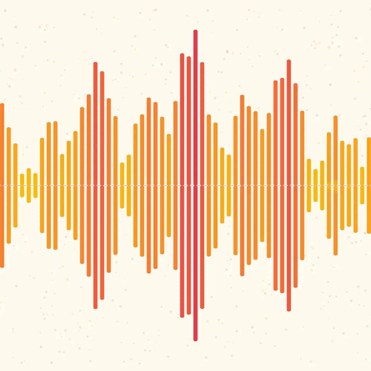 Orange and red audio waveform bars on a cream background